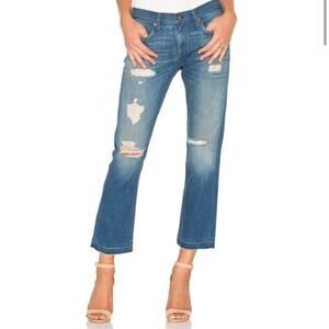Rag & Bone Doris X Boyfriend Distressed Cropped
Jeans Raw Hem Size 27